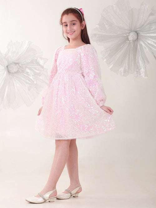 Girls Dresses Pink Sleeveless Round