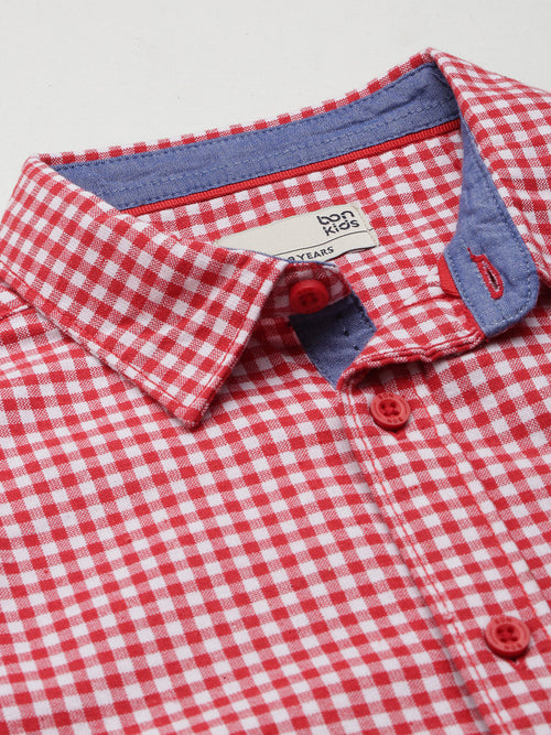 Boys Shirts Red Stipes Full Sleeve