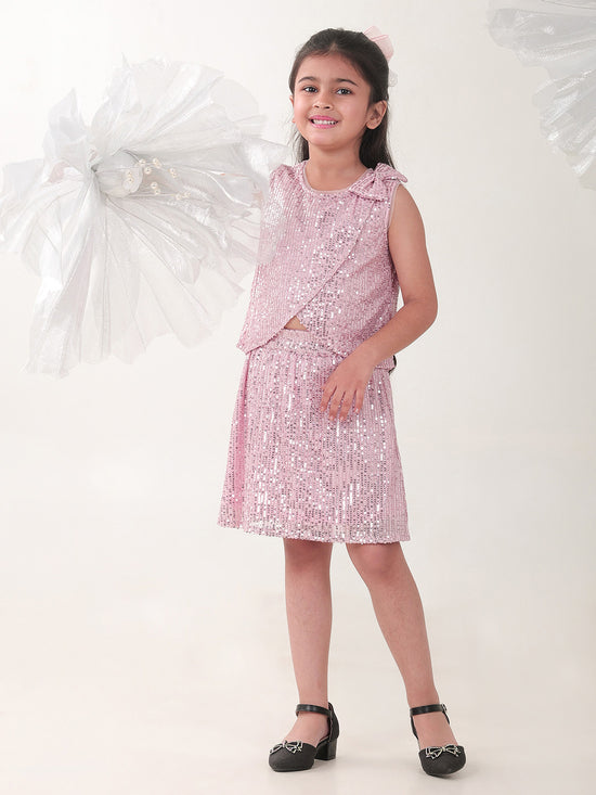 Girls Clothing Set Pink Sleeveless Round