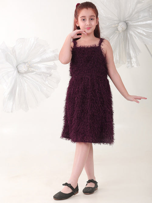 Girls Dresses Wine Sleeveless Round