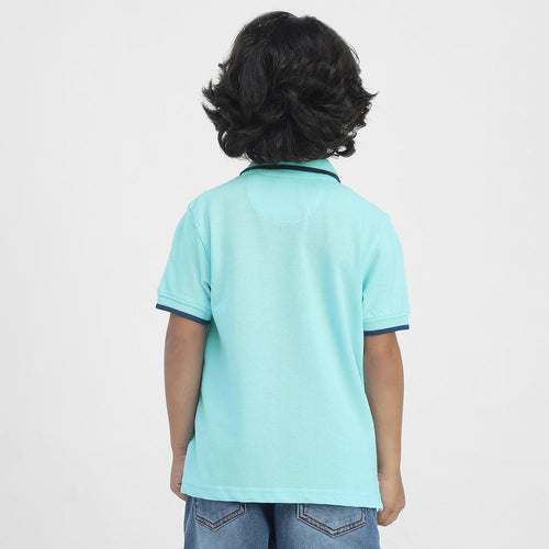 Fotball Desing Boys Polo Tees  | Light Blue