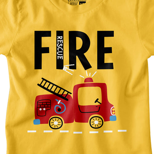 Boys Fire Truck Printed Tees