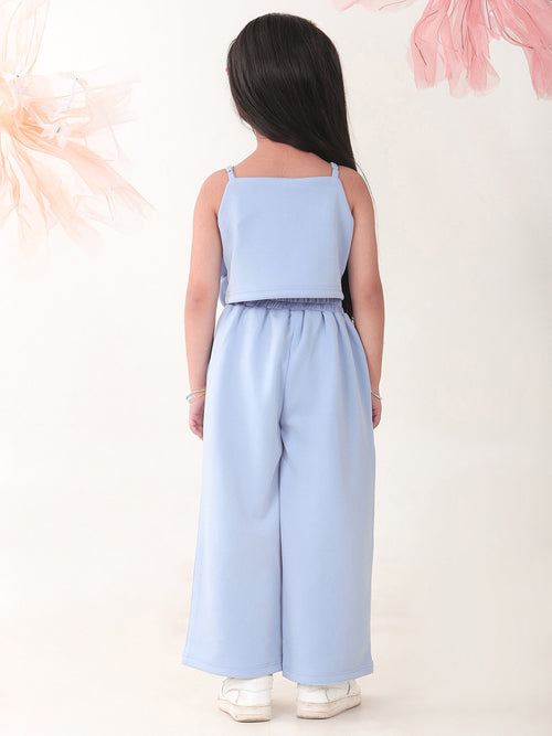 Girls Clothing Set Blue Sleeveless Round