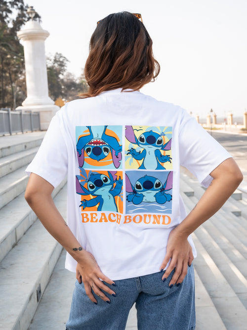 Women Stitch Oversize Front and Back print Tshirt BON12081