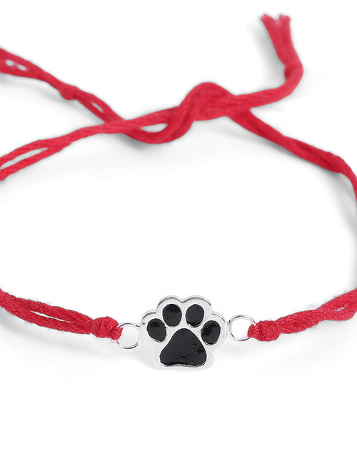 925 Silver-enamel paw print Rakhi for Kids