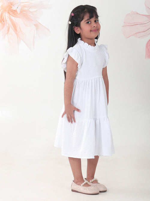Girls Dresses White Sleeveless Round