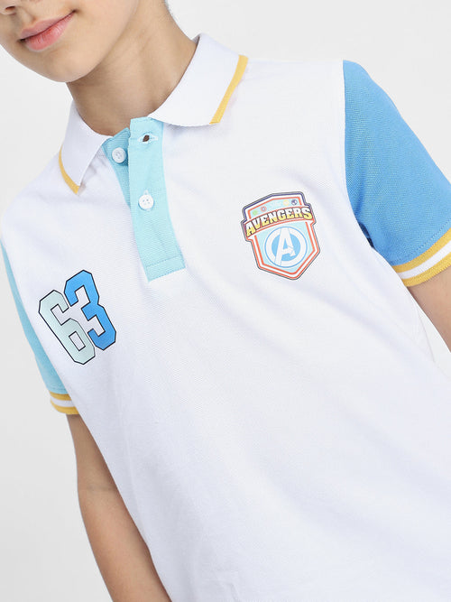 Avengers Boys Polo Tees  | White