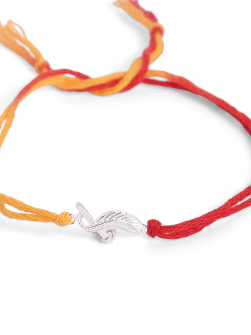 925 Silver-flute & peacock feather Rakhi for Kids