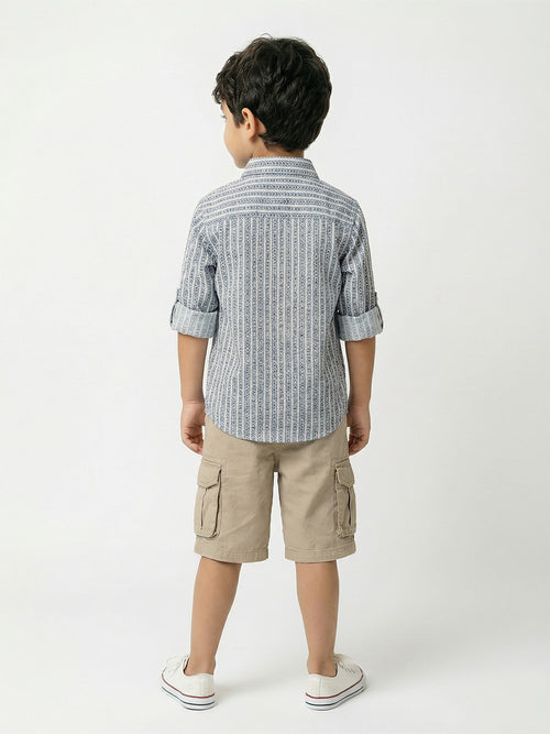 Boy's Shirts Blue Full sleeve Spread Collar