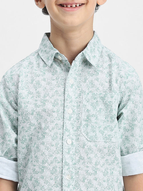 Boys Printed Shirt | Green, White