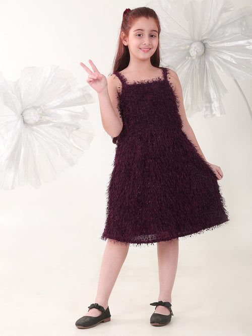 Girls Dresses Wine Sleeveless Round