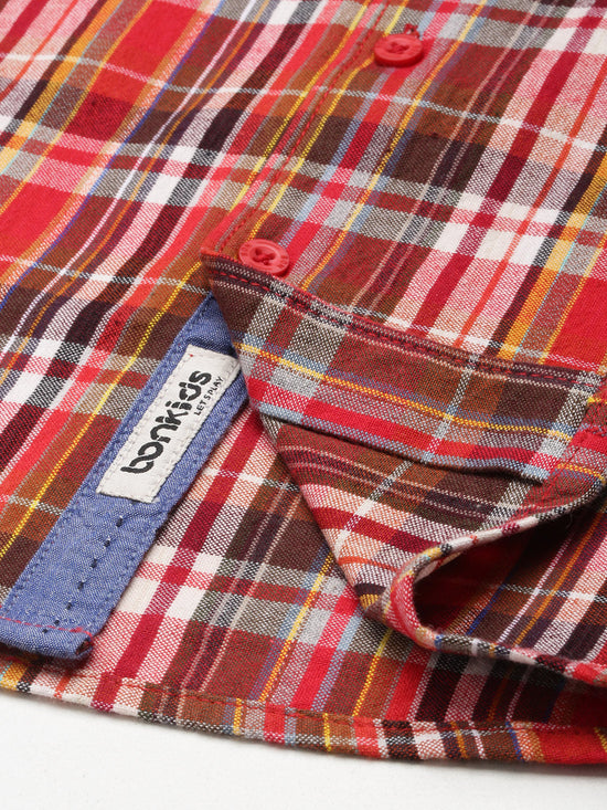 Boys Shirts Full Sleeve Red Checks