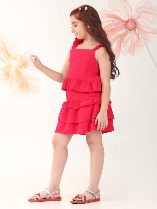 Girls Clothing Set Pink Sleeveless Round Neck