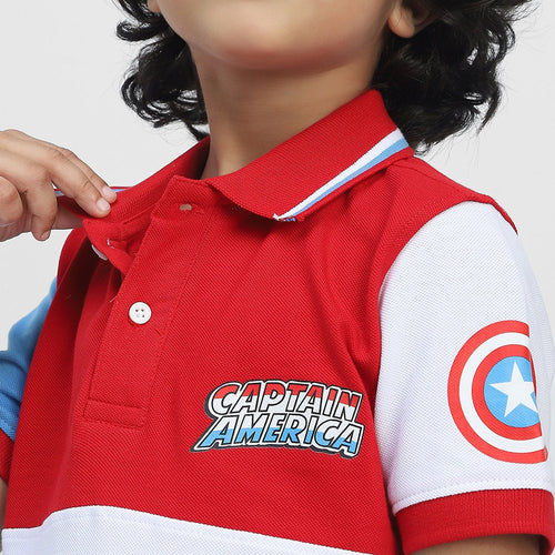 Captain America Boys Polo Tees  | Multi Color