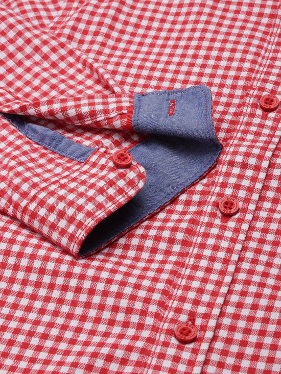 Boys Shirts Red Stipes Full Sleeve