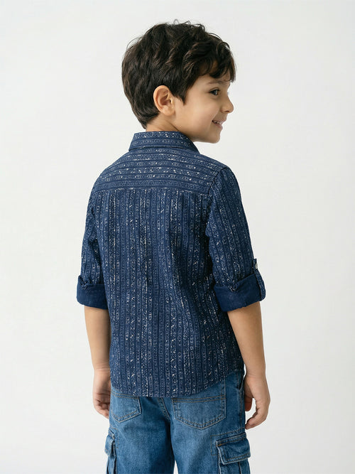 Boy's Shirts Blue Full sleeve Spread Collar