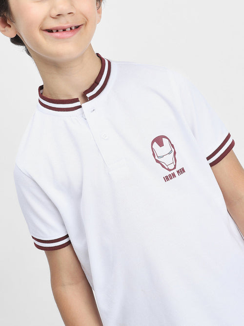 Iron Man Boys Polo Tees  | White