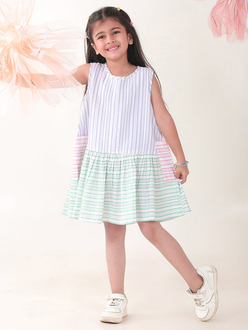 Girls Dresses Multi color Sleeveless Round