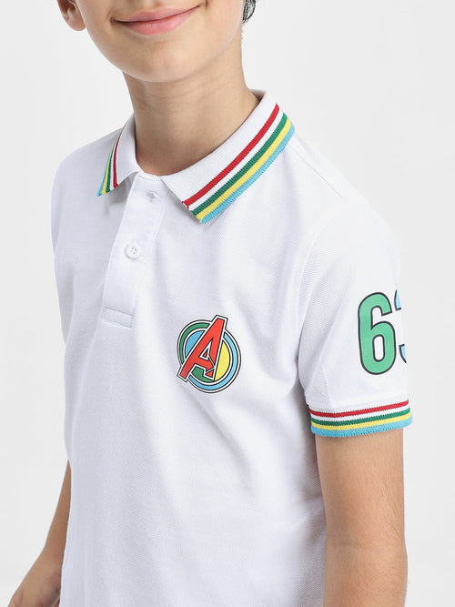 Avengers Boys Polo Tees  | White