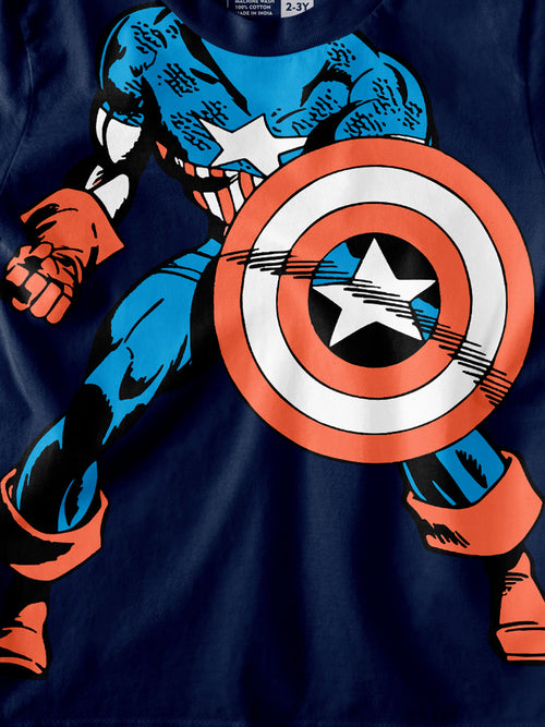 Captain America Navy-blue Boys T-SHIRT