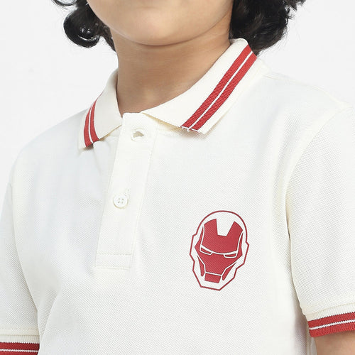 Iron Man Boys Polo Tees  | Off white
