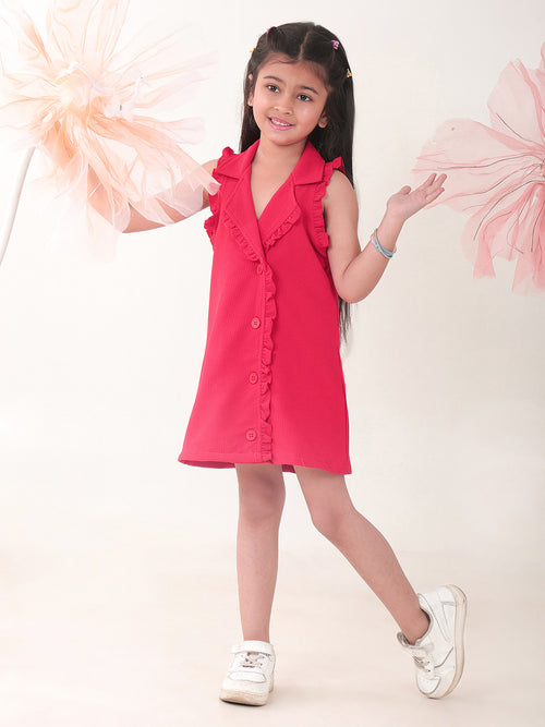 Girls Dresses Red Sleeveless Round