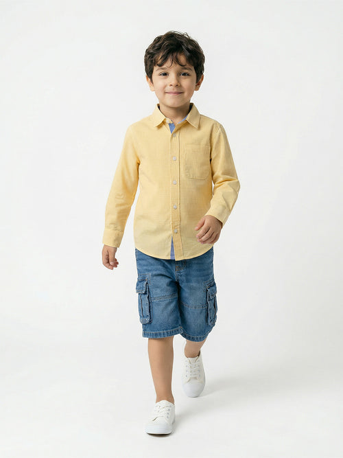 Boy's Shirts Blue Full sleeve Spread Collar