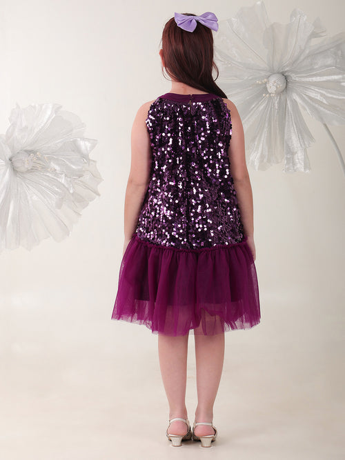 Girls Dresses Purple Sleeveless Round