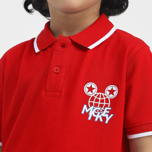Mickey Boys Polo Tees  | Red
