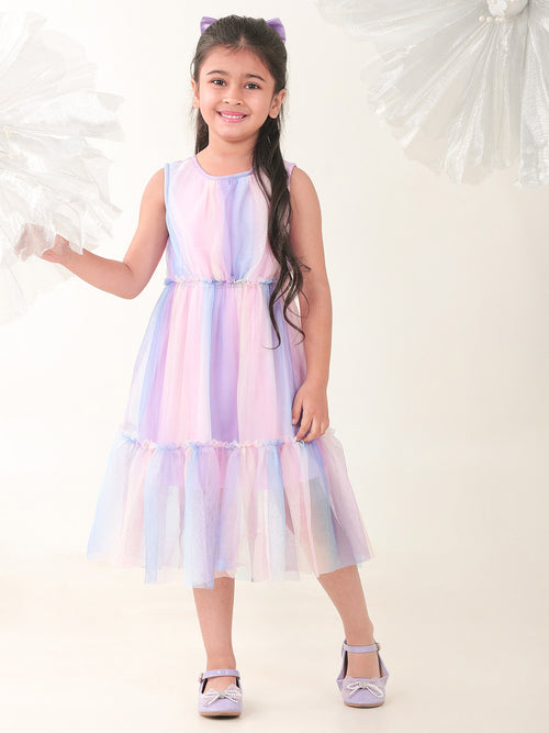 Girls Dresses Multicolor Sleeveless Round