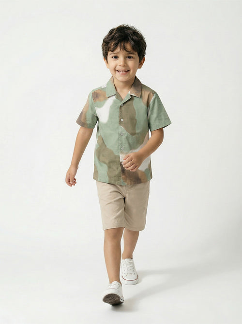 Boy's Shirts Multi Short Sleeve Spread Collar|BON11827