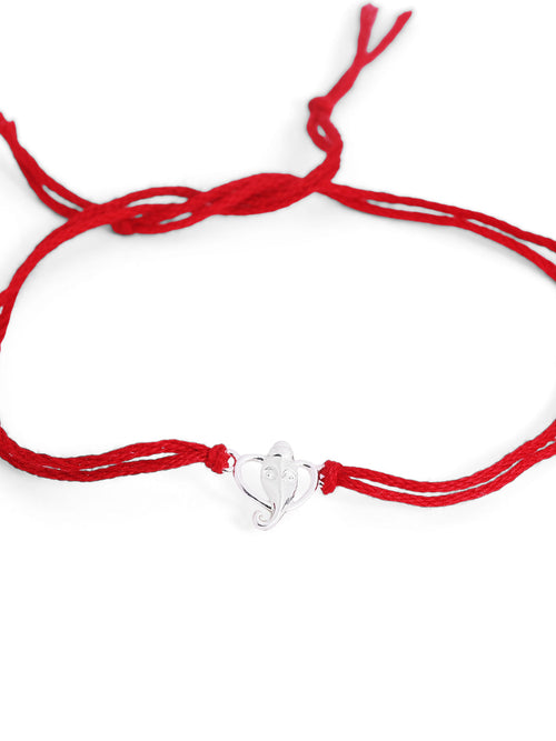 925 Silver-Ganesha Rakhi for Kids in Cubic Zirconia