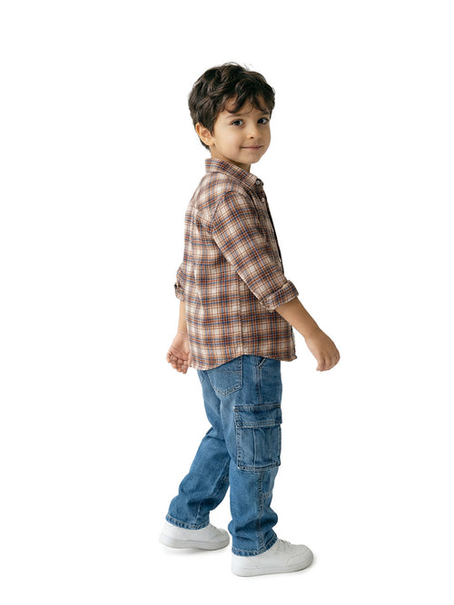 Boy's Shirts Brown Full sleeve Spread Collar