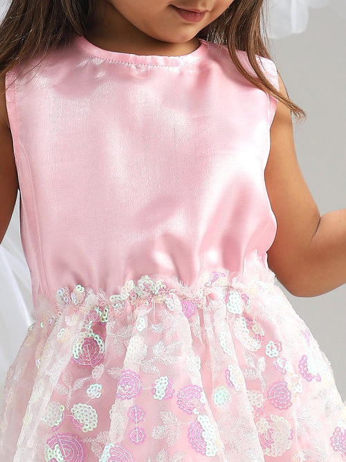 Girls Pink Satin Dress Premium Soft Fabric Party Wear