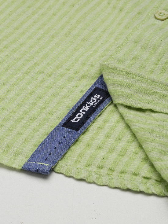 Boys Shirts Green Half Sleeve