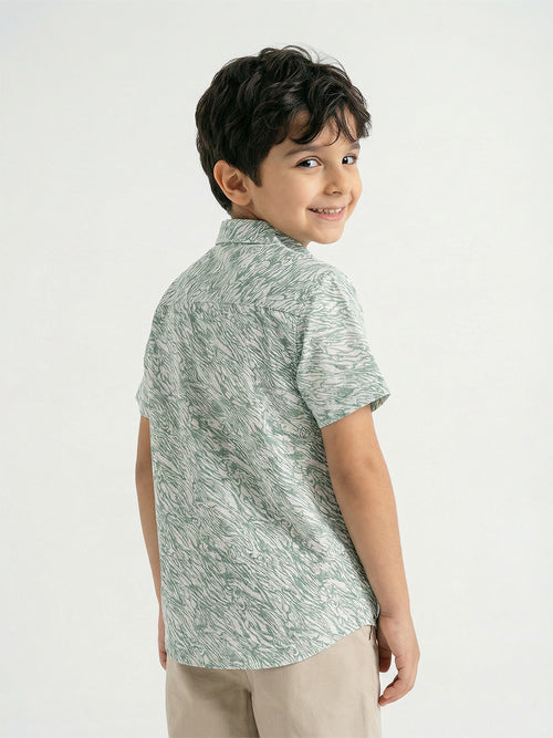Boy's Shirts Multi Short Sleeve Spread Collar
