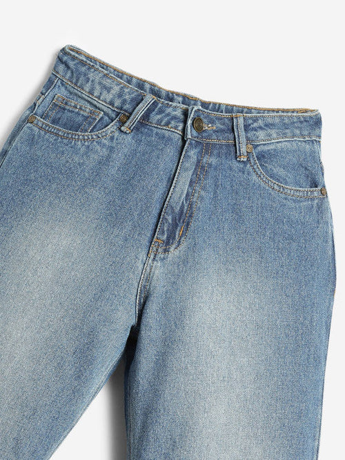 Girls Jean Mildly Distressed Light Fade Cotton Jeans