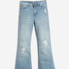Girls Jean Straight Fit Mildly Distressed Light Fade Cotton Jeans