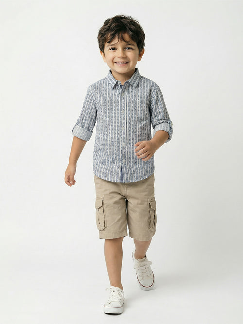 Boy's Shirts Blue Full sleeve Spread Collar