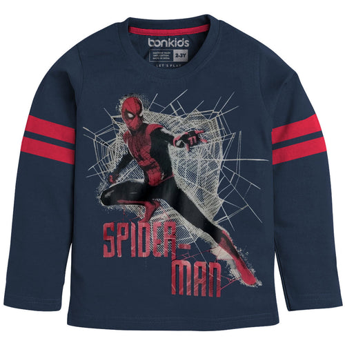 Spiderman Navy Full Sleeve Boys Tshirt