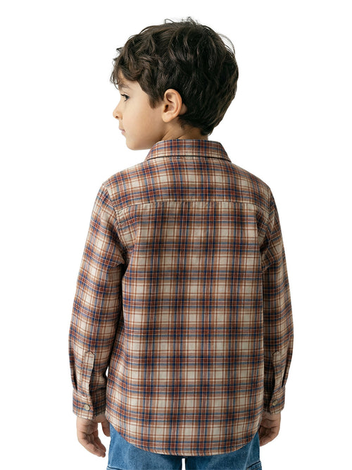 Boy's Shirts Brown Full sleeve Spread Collar
