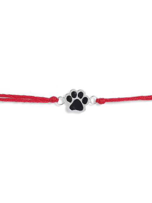 925 Silver-enamel paw print Rakhi for Kids