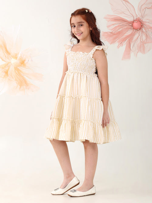 Girls Dresses Yellow Sleeveless Round Neck