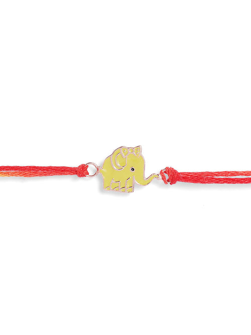 925 Silver-Enamel elephant Rakhi for Kids