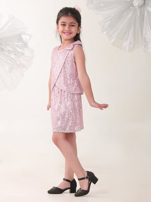 Girls Clothing Set Pink Sleeveless Round