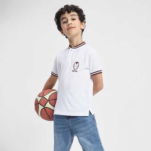 Iron Man Boys Polo Tees  | White
