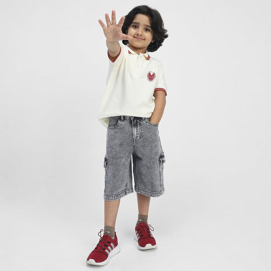 Iron Man Boys Polo Tees  | Off white
