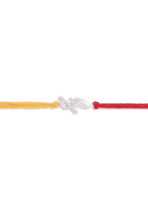 925 Silver-flute & peacock feather Rakhi for Kids