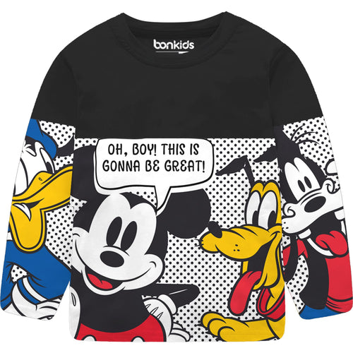 Mickey Black Full Sleeve Boys T-SHIRT