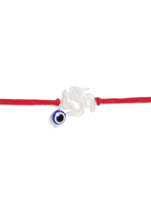 925 Silver-Ohm & Evil Eye Rakhi for Kids
